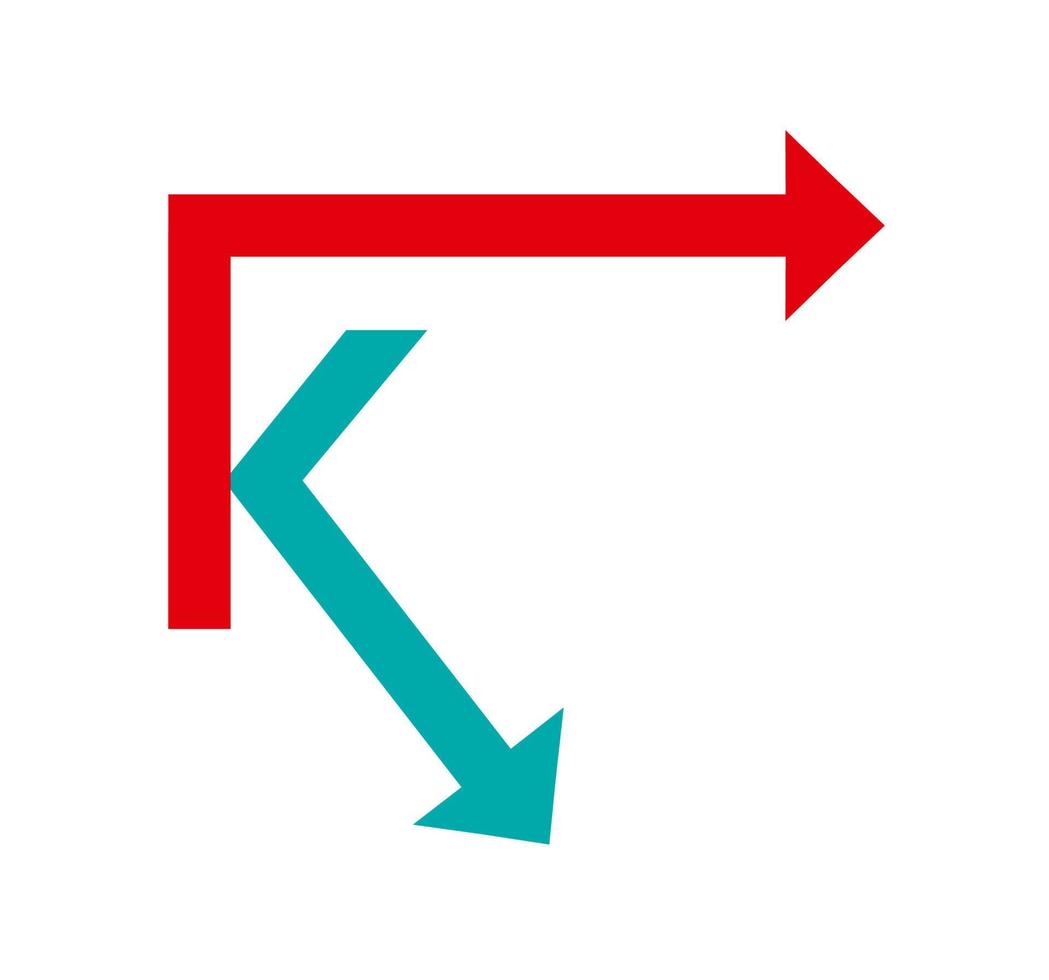 Buchstabe k und Pfeile. Logo, Marke. Logistik, Finanzen, Investitionen. vektor