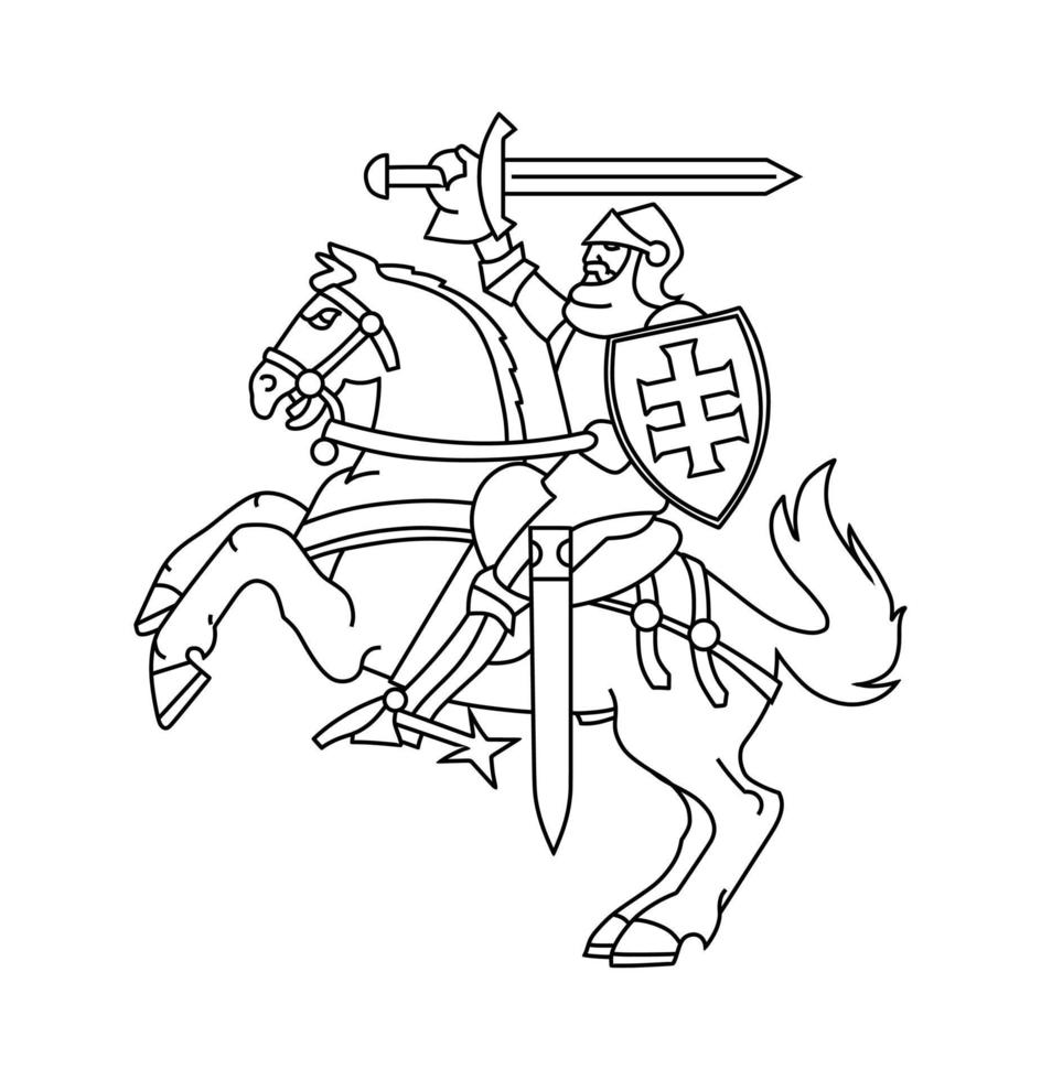 lithuanian emblem. ryttare och häst. kung. svart kontur. vektor