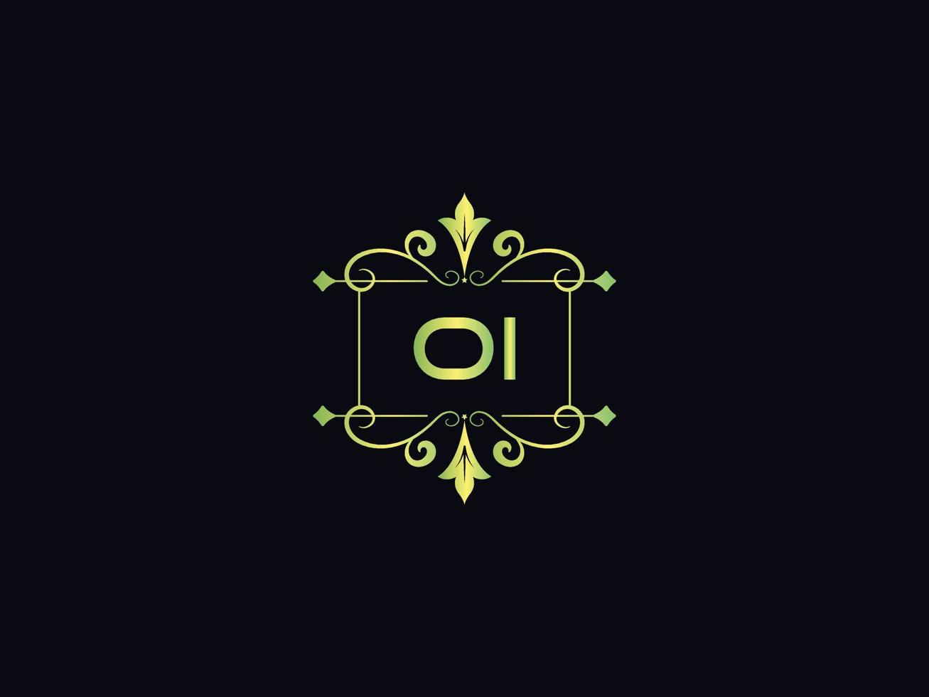 typografie oi luxus logo, buntes oi brief logo symbol vektor