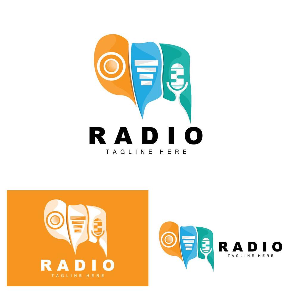 Kaffee-Radio-Logo, Podcast-Radio-Design, Kaffee-Symbol, Kaffee-Café-Logo-Produktmarkenvektor vektor