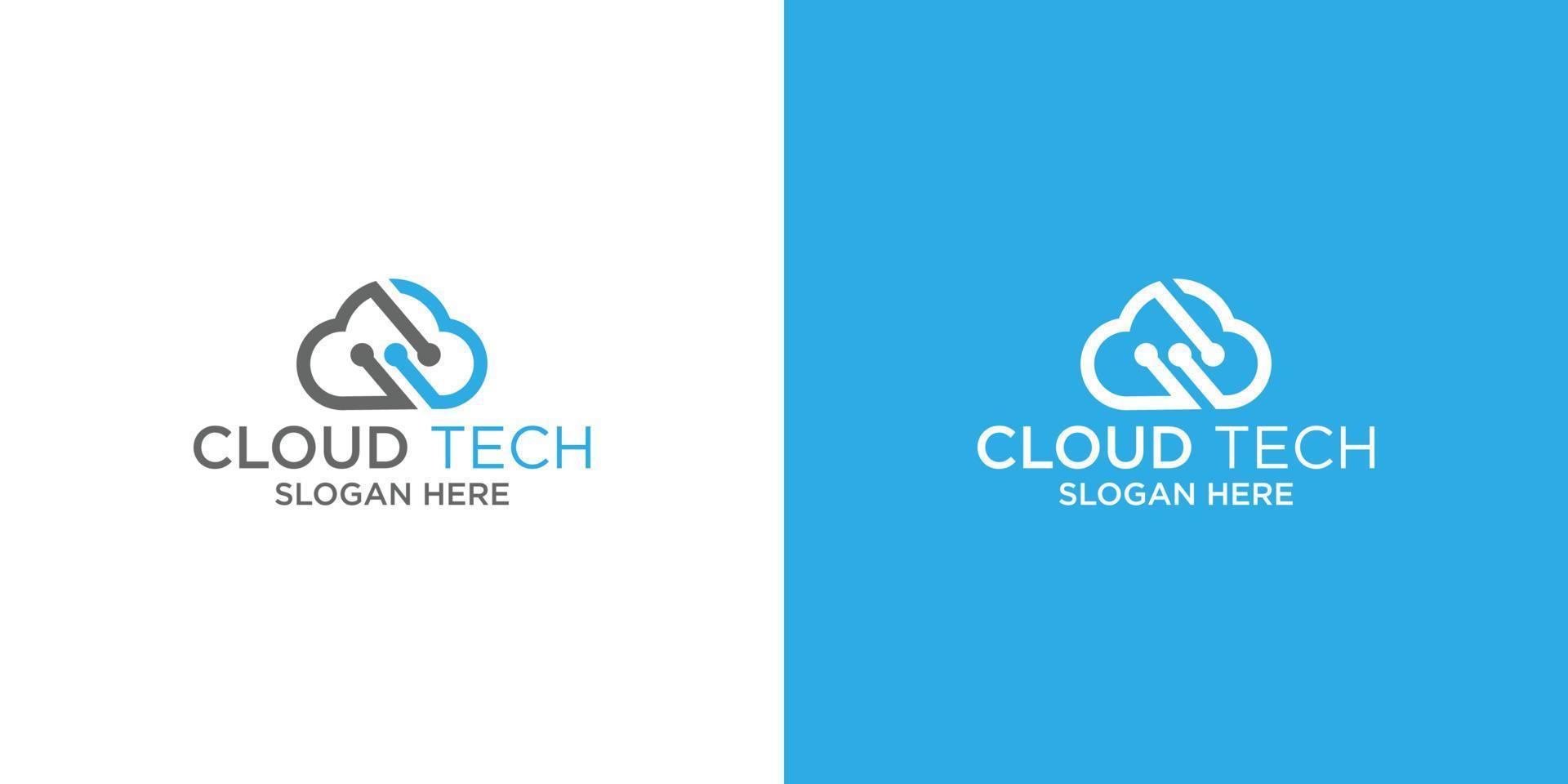 Cloud-Technologie-Logo-Symbol-Vorlage.Cloud-Symbol mit Daten. es und computer, internet und konnektivitätsvektorillustration. vektor