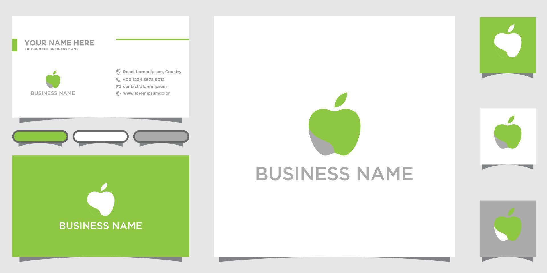 Apfel-Logo-Design-Vektor mit Visitenkarten-Tampplate vektor