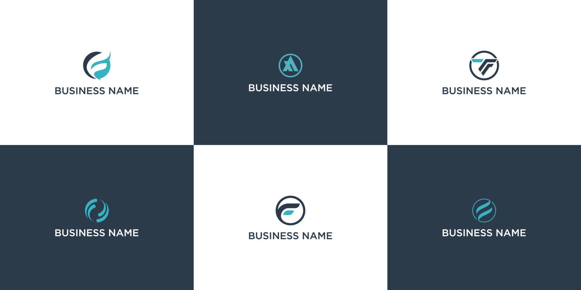uppsättning av abstrakt första brev f med cirkel begrepp logotyp mall ikoner för företag av förbindelse vektor