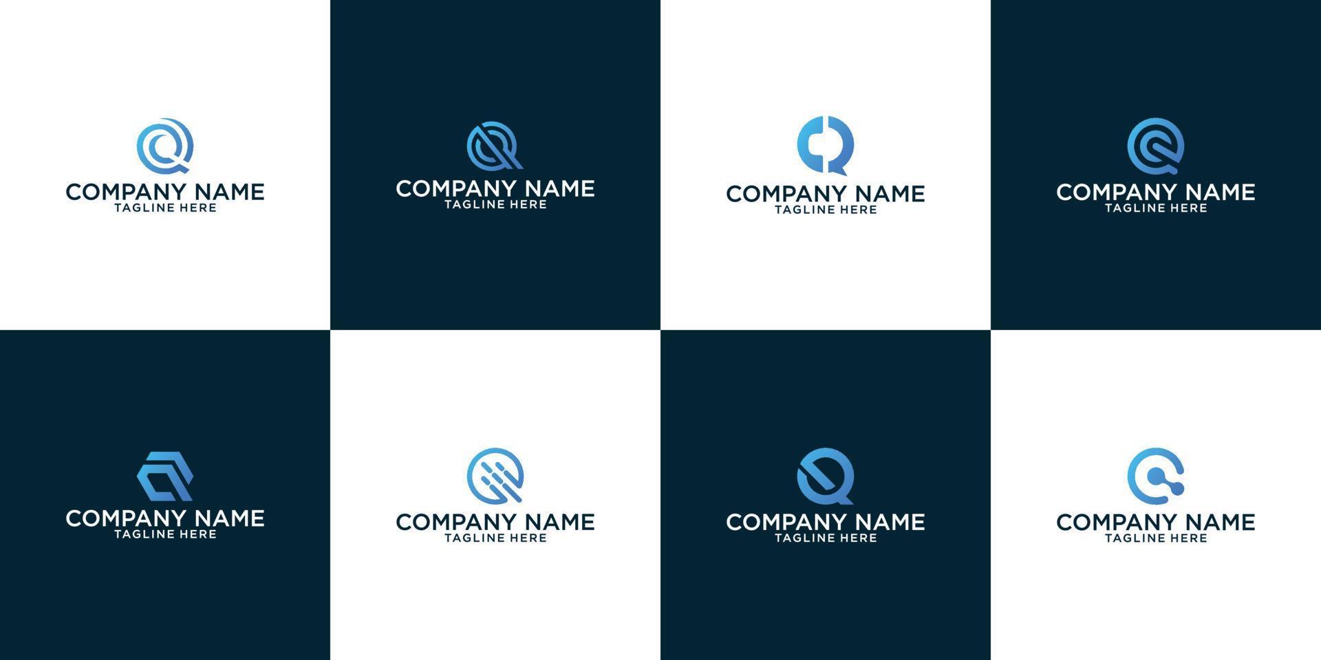 abstrakt digital modern brev q logotyp. typografi företag, företags- identitet branding samling vektor
