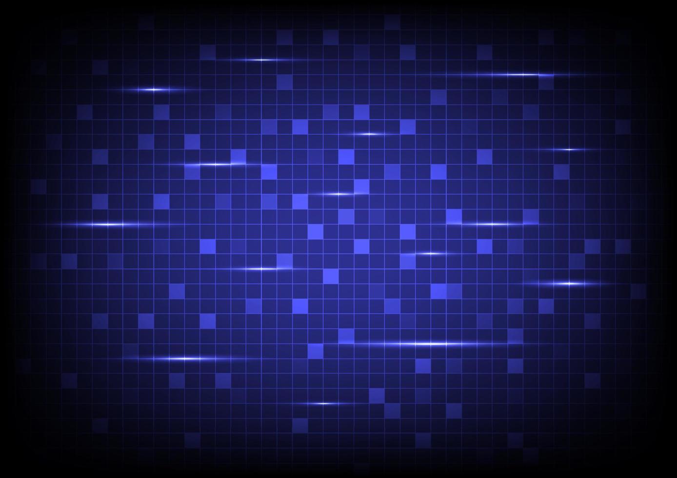 abstrakter Hintergrund. Hightech-Gitter. verstreute Quadrate mit unterschiedlicher Helligkeit. und es gibt leuchtende Linien auf einem blauen Hintergrund mit Farbverlauf vektor