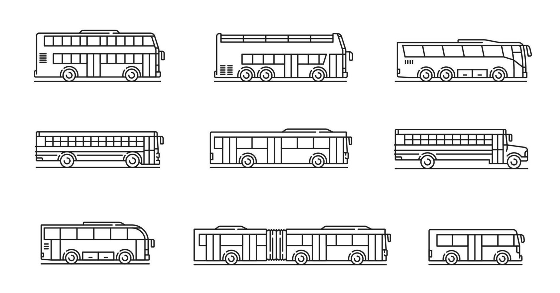 stadtverkehr, reise- und schulbusliniensymbole vektor