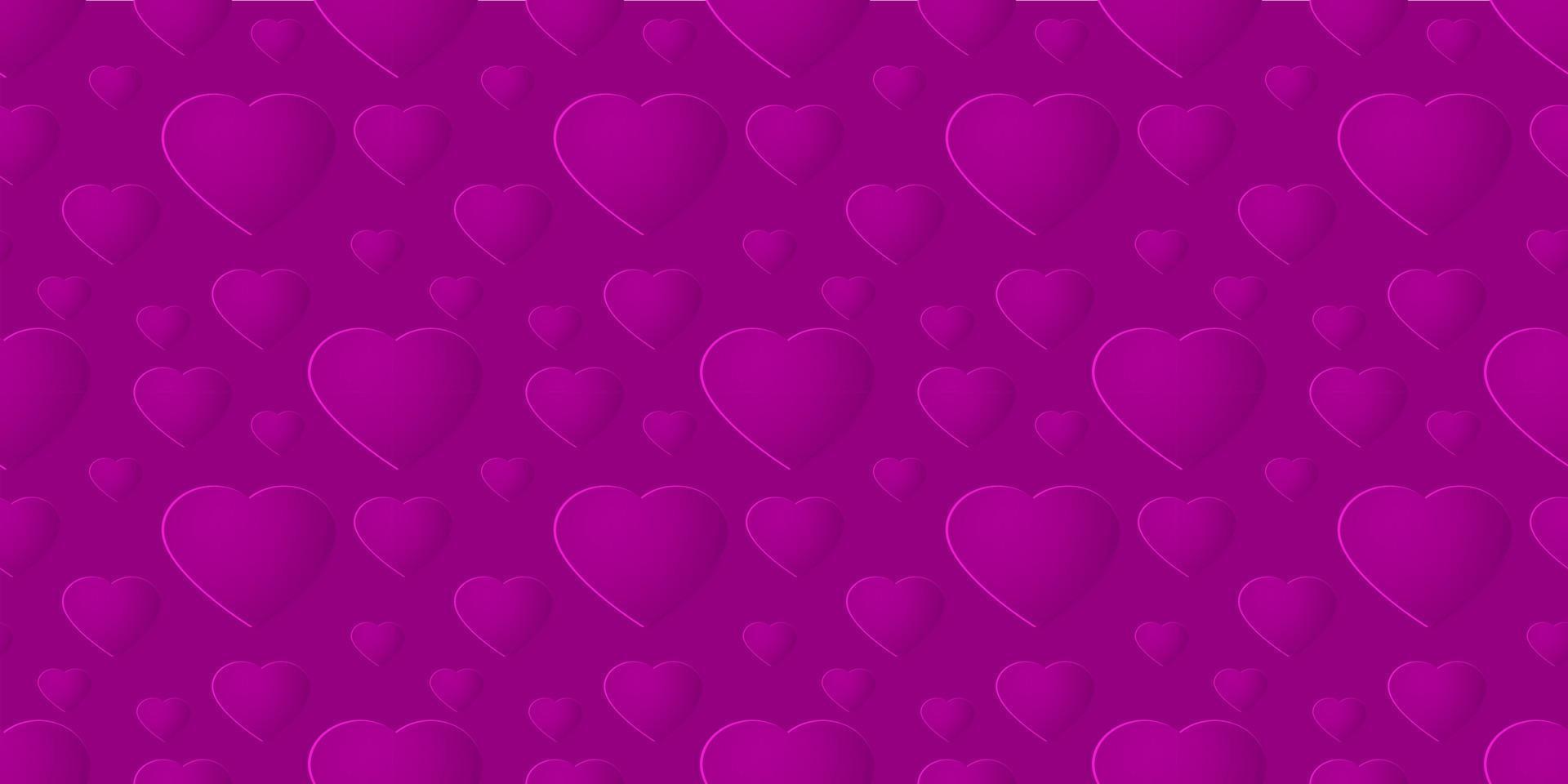 sömlös mönster med papper skära hjärtan violett vektor