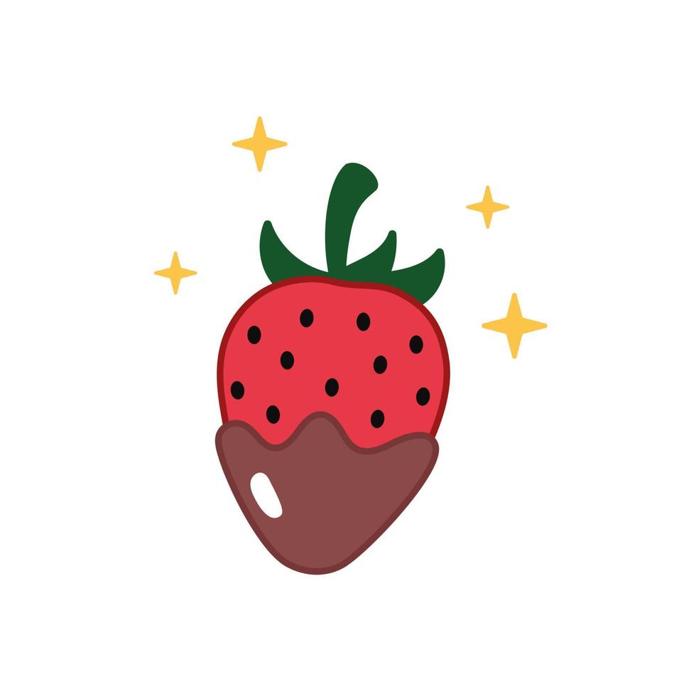 jordgubb i choklad ikon. illustration av jordgubb i klotter stil. hand dragen vektor ikon.