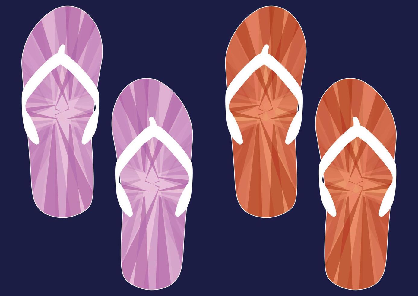 abstrakte blaue, grüne, rosafarbene, orangefarbene Sandale mit geometrischem Design, Flip-Flops-Set, Pantoffel-Set-Design. Strandsandale-Vektor-Illustration. vektor