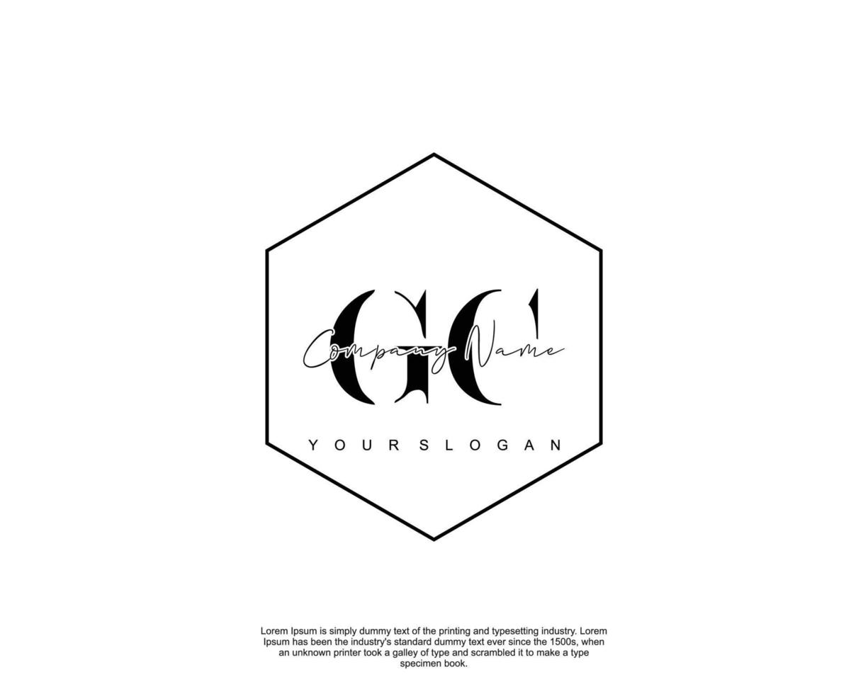 första gc feminin logotyp skönhet monogram och elegant logotyp design, handstil logotyp av första signatur, bröllop, mode, blommig och botanisk med kreativ mall vektor