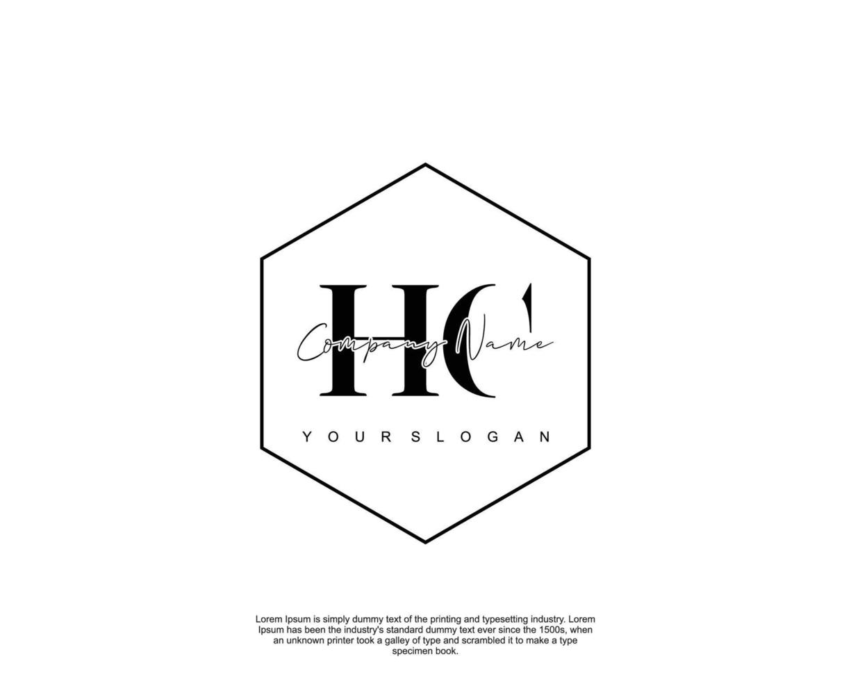 första hc feminin logotyp skönhet monogram och elegant logotyp design, handstil logotyp av första signatur, bröllop, mode, blommig och botanisk med kreativ mall vektor