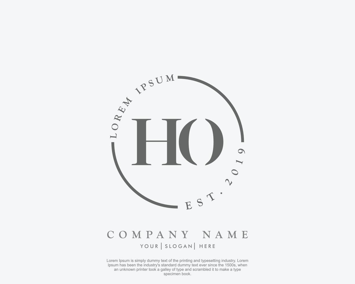 initiales ho feminines logo schönheitsmonogramm und elegantes logodesign, handschriftlogo der ersten unterschrift, hochzeit, mode, blumen und botanik mit kreativer vorlage vektor