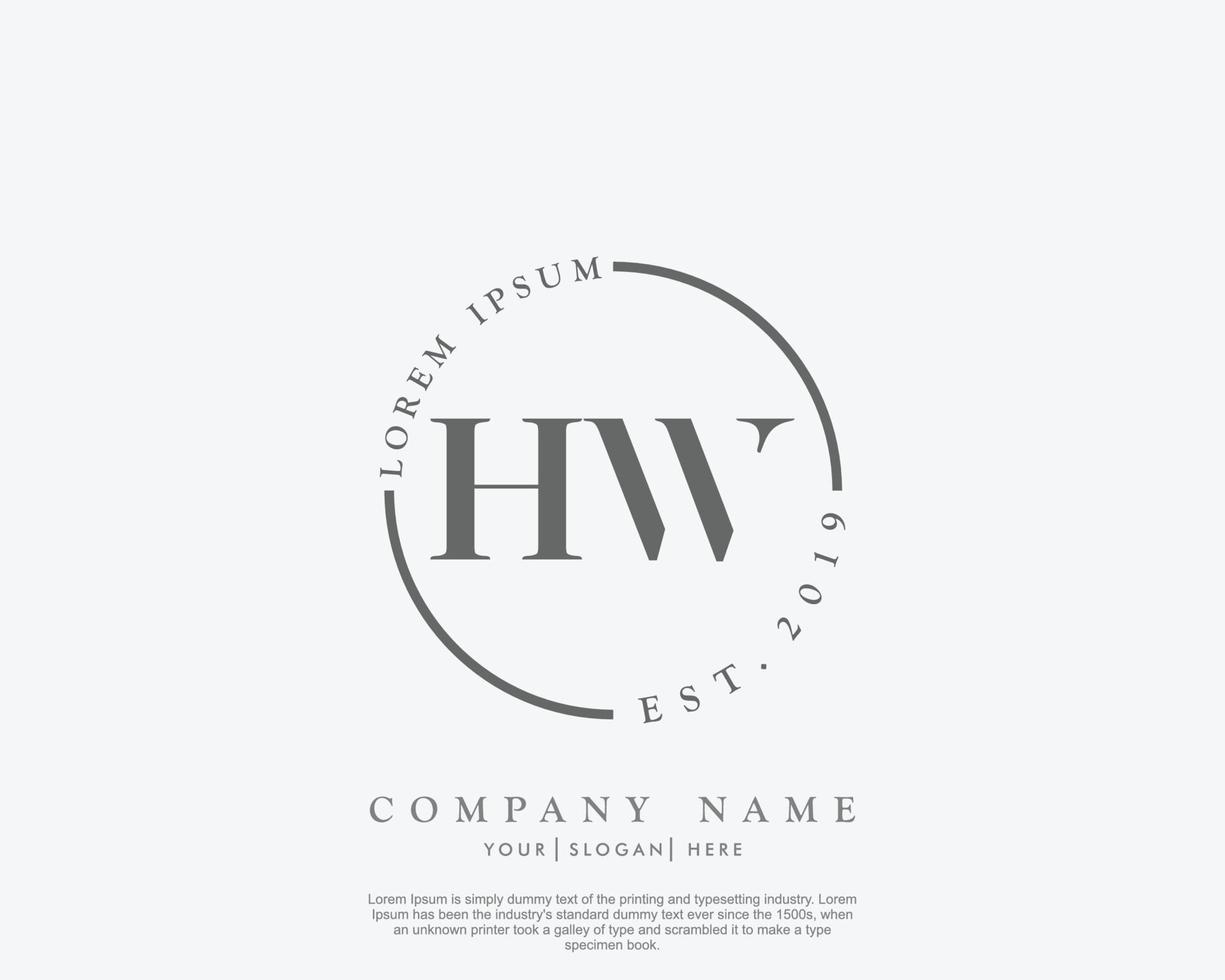 första H w feminin logotyp skönhet monogram och elegant logotyp design, handstil logotyp av första signatur, bröllop, mode, blommig och botanisk med kreativ mall vektor