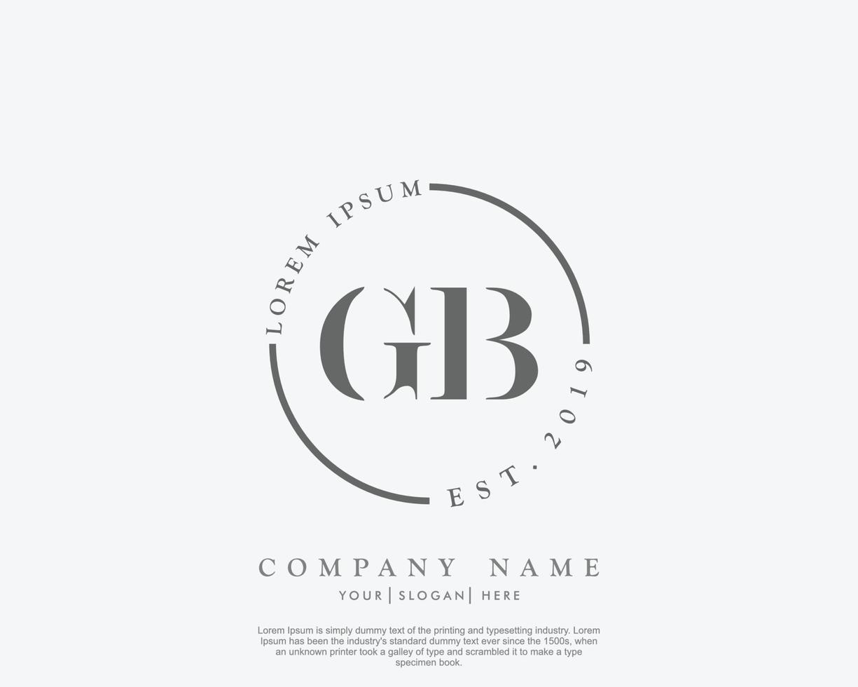 första gb feminin logotyp skönhet monogram och elegant logotyp design, handstil logotyp av första signatur, bröllop, mode, blommig och botanisk med kreativ mall vektor