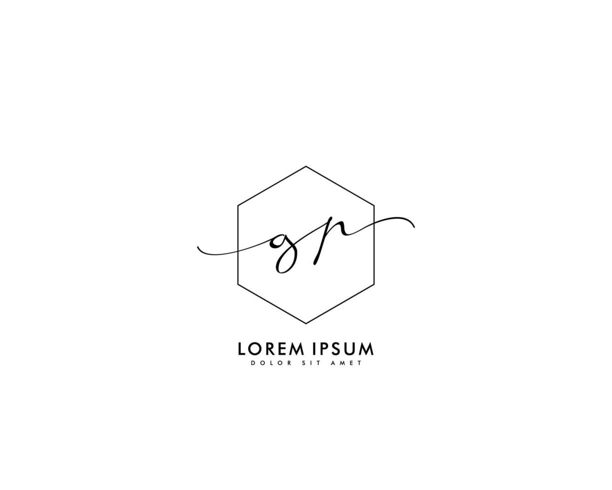 första gp feminin logotyp skönhet monogram och elegant logotyp design, handstil logotyp av första signatur, bröllop, mode, blommig och botanisk med kreativ mall vektor