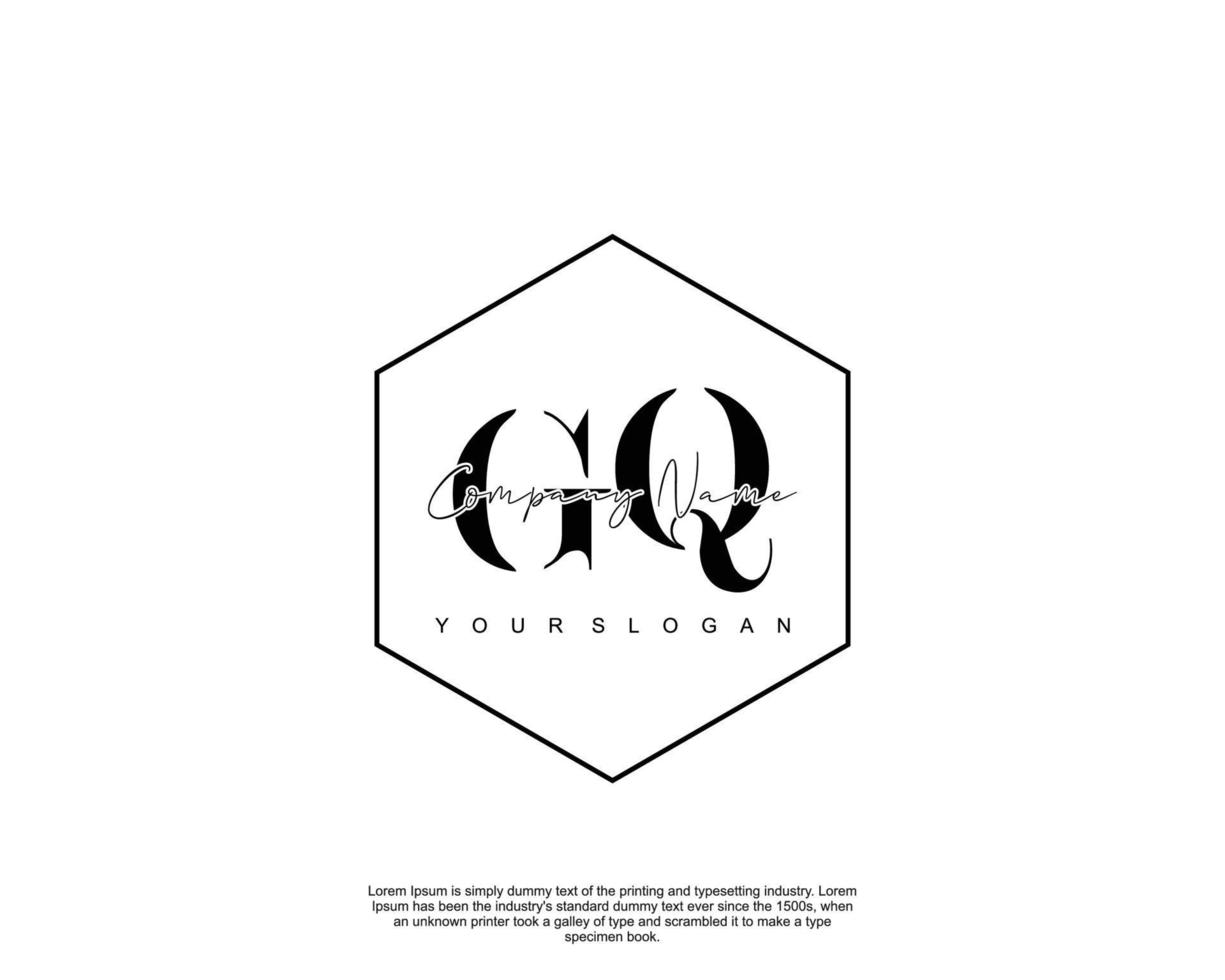 ursprüngliches gq feminines logo schönheitsmonogramm und elegantes logodesign, handschriftlogo der ersten unterschrift, hochzeit, mode, blumen und botanik mit kreativer vorlage vektor