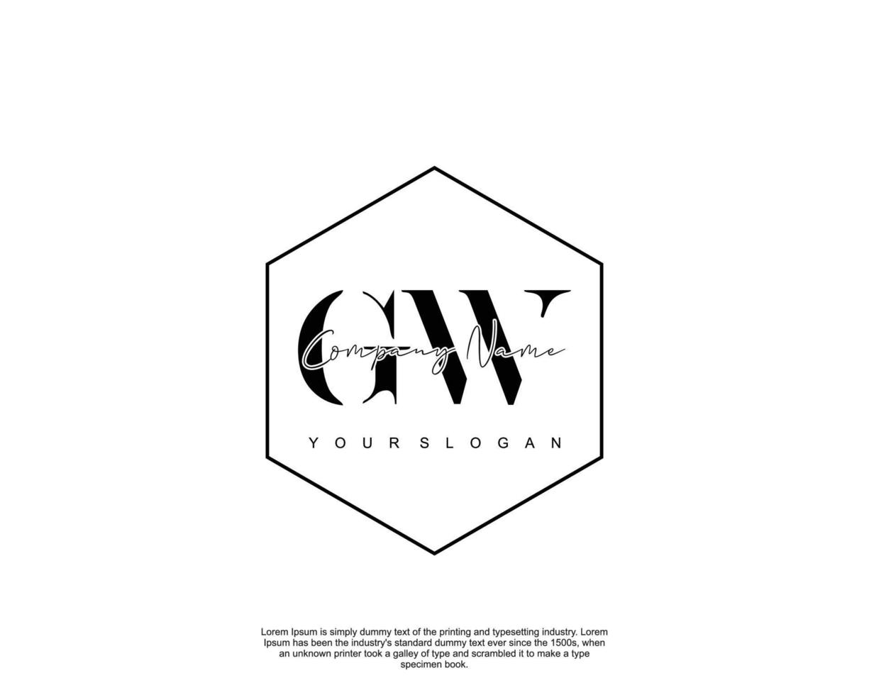 ursprüngliches gw feminines logo schönheitsmonogramm und elegantes logodesign, handschriftlogo der ersten unterschrift, hochzeit, mode, blumen und botanik mit kreativer vorlage vektor