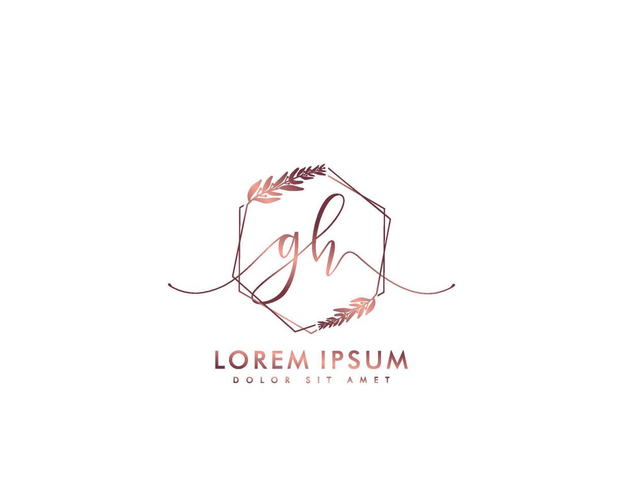 Initial gh feminines Logo Schönheitsmonogramm und elegantes Logo-Design, Handschrift-Logo der Erstunterschrift, Hochzeit, Mode, Blumen und Pflanzen mit kreativer Vorlage vektor