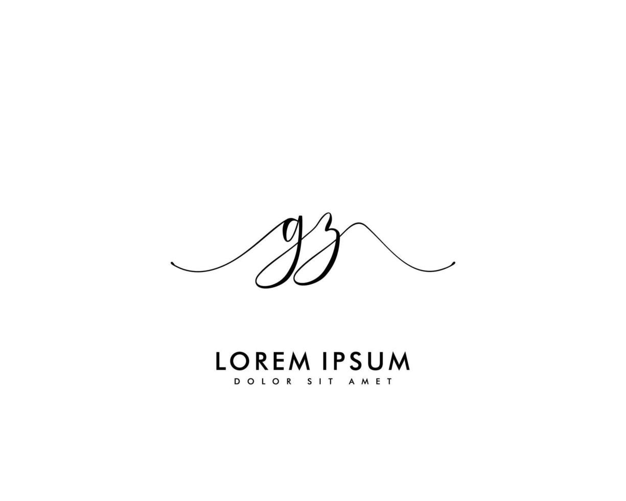 ursprüngliches gz feminines logo schönheitsmonogramm und elegantes logodesign, handschriftlogo der ersten unterschrift, hochzeit, mode, blumen und botanik mit kreativer vorlage vektor