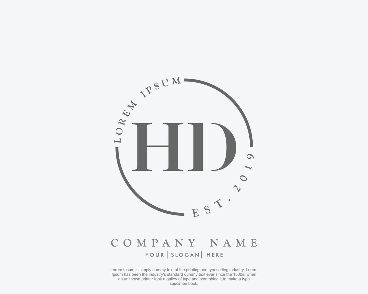 initiales hd feminines logo schönheitsmonogramm und elegantes logodesign, handschriftlogo der ersten unterschrift, hochzeit, mode, blumen und botanik mit kreativer vorlage vektor