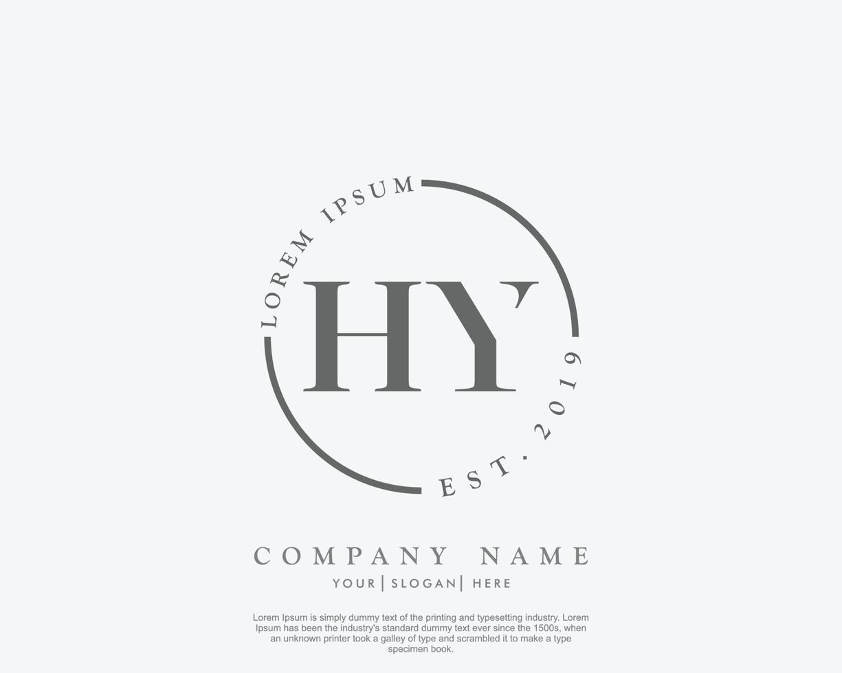 initiales hy feminines logo schönheitsmonogramm und elegantes logodesign, handschriftlogo der ersten unterschrift, hochzeit, mode, blumen und botanik mit kreativer vorlage vektor