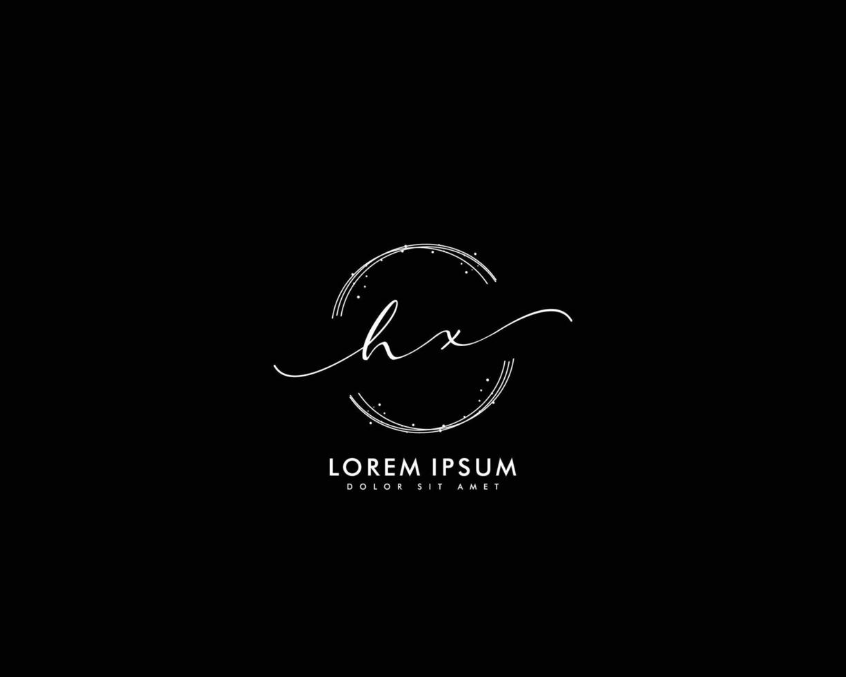 första hx feminin logotyp skönhet monogram och elegant logotyp design, handstil logotyp av första signatur, bröllop, mode, blommig och botanisk med kreativ mall vektor