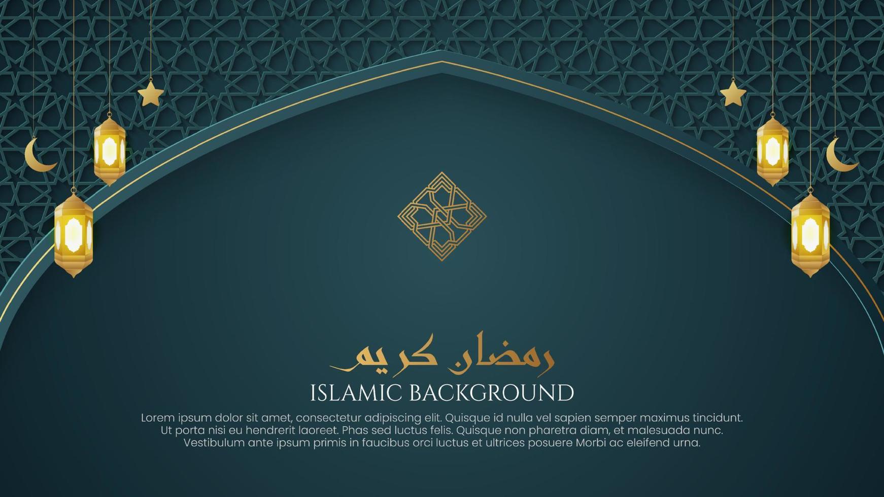 ramadan kareem blauer luxuriöser islamischer bogenhintergrund mit dekorativen ornamenten und muster im arabischen stil vektor