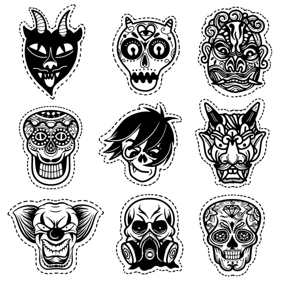Vektor-Illustration einer Reihe von Masken für Halloween. vektor