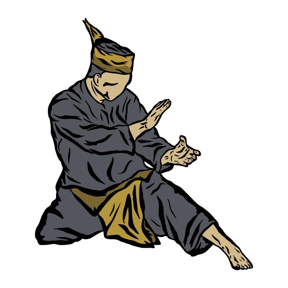 flacher vektor der pencak silat kämpferillustration