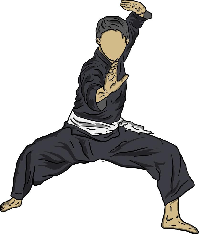 flacher vektor der pencak silat kämpferillustration