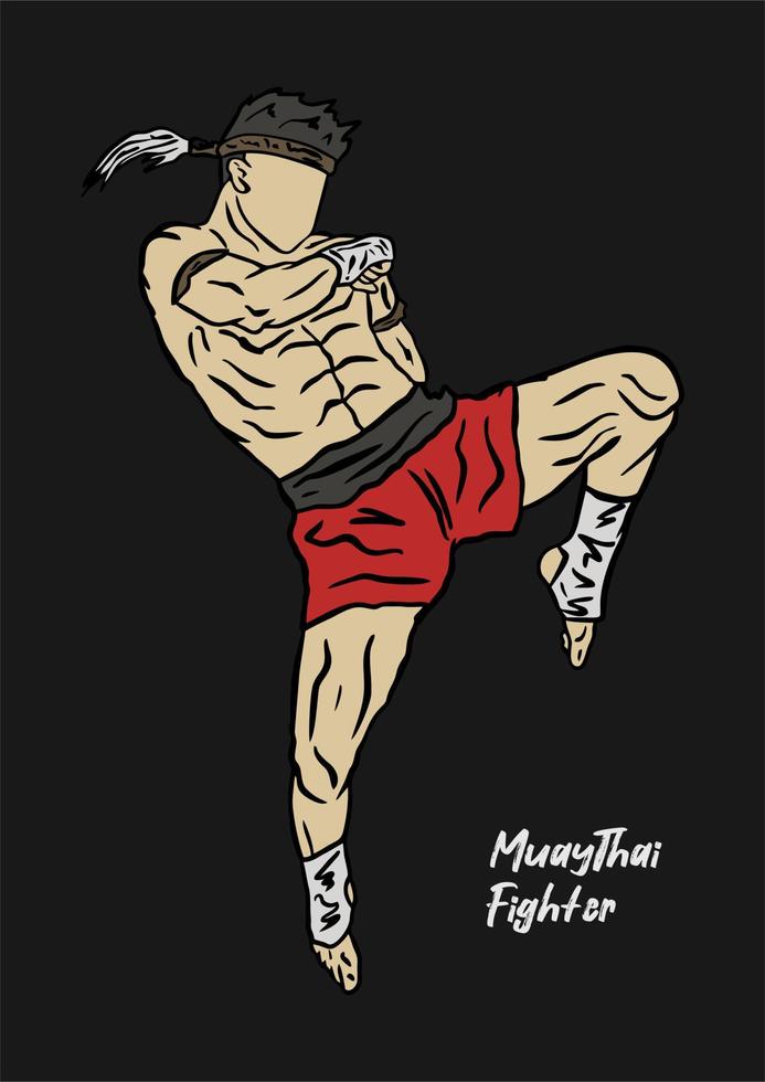 Illustration des Muaythai-Kämpfers vektor