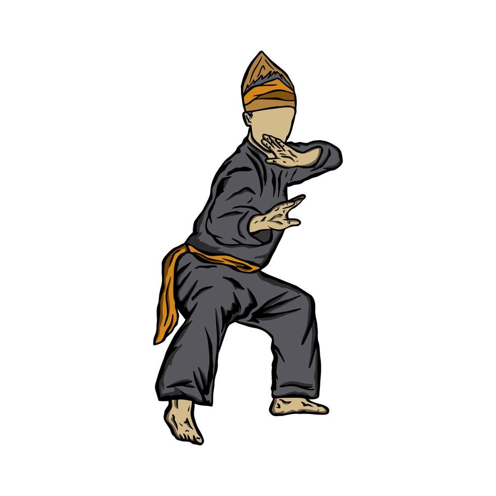 flacher vektor der pencak silat kämpferillustration