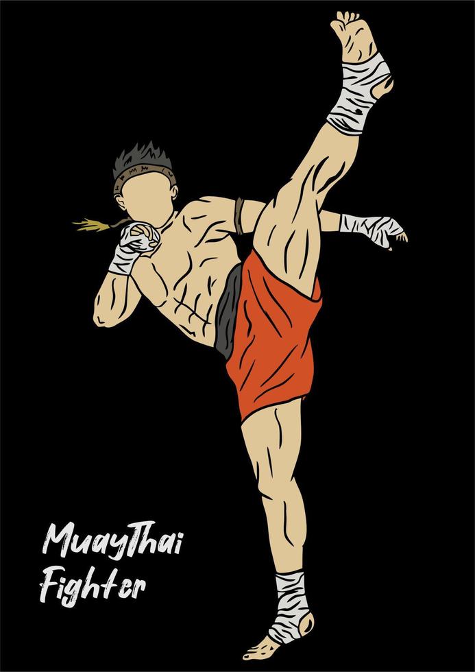 illustration av muaythai kämpe vektor