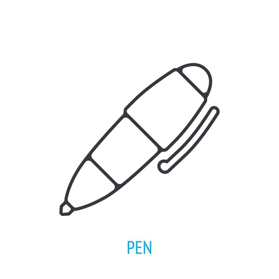 Füller. Gliederungssymbol. Vektor-Illustration. Kugelschreiber oder Filzstift. symbole für wirtschaft, finanzen und bildung. Dünnlinienpiktogramm für die Benutzeroberfläche. isolierter weißer Hintergrund vektor