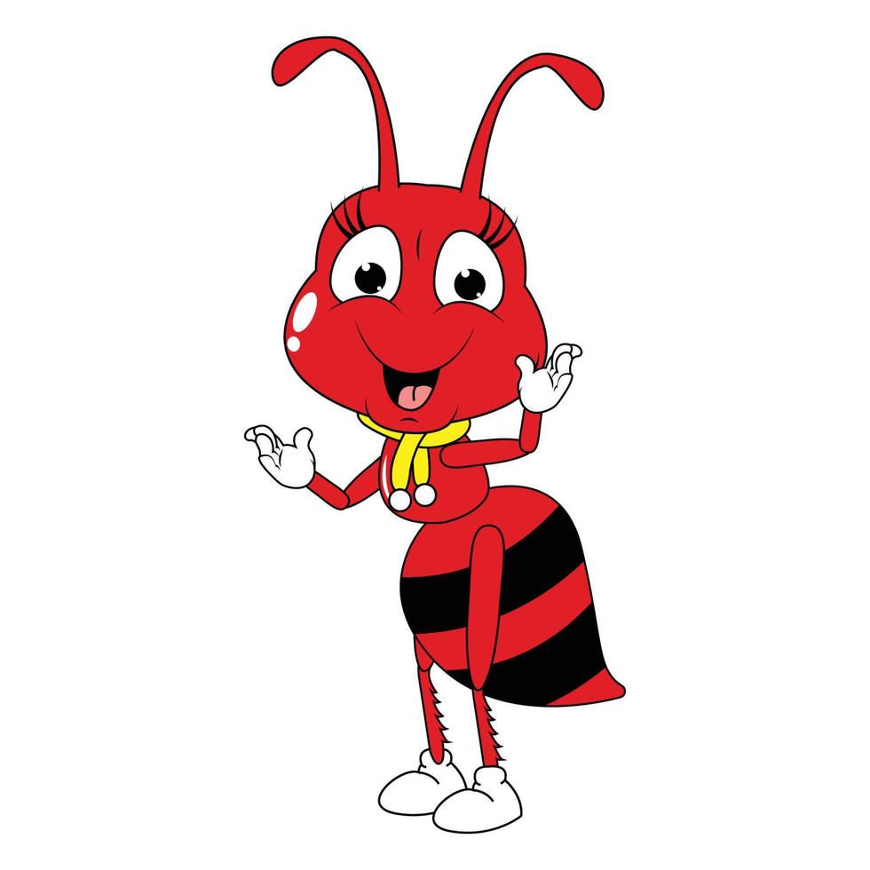 söt röd myra djur- tecknad serie grafisk vektor