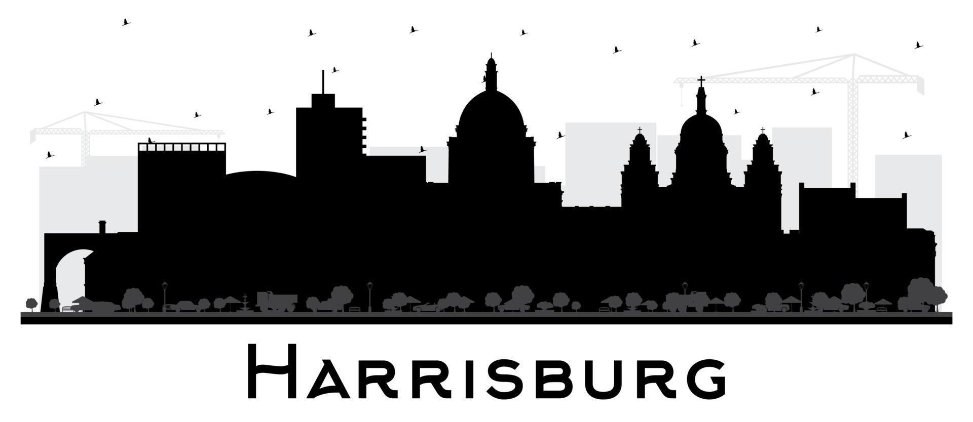 harrisburg pennsylvania city skyline silhouette mit schwarzen gebäuden isoliert auf weiß. vektor