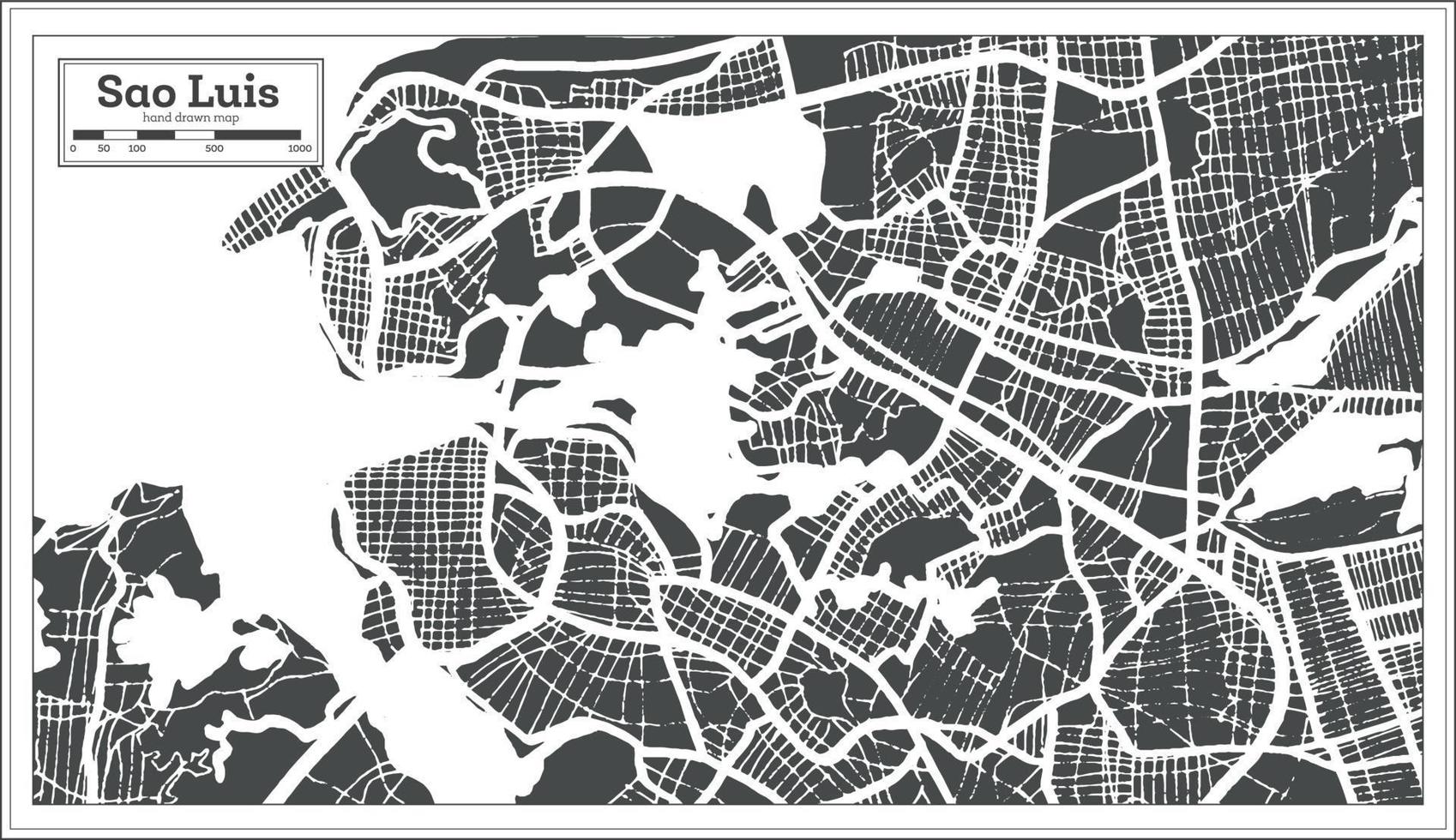 sao luis brasilien stadtplan im retro-stil. Übersichtskarte. vektor