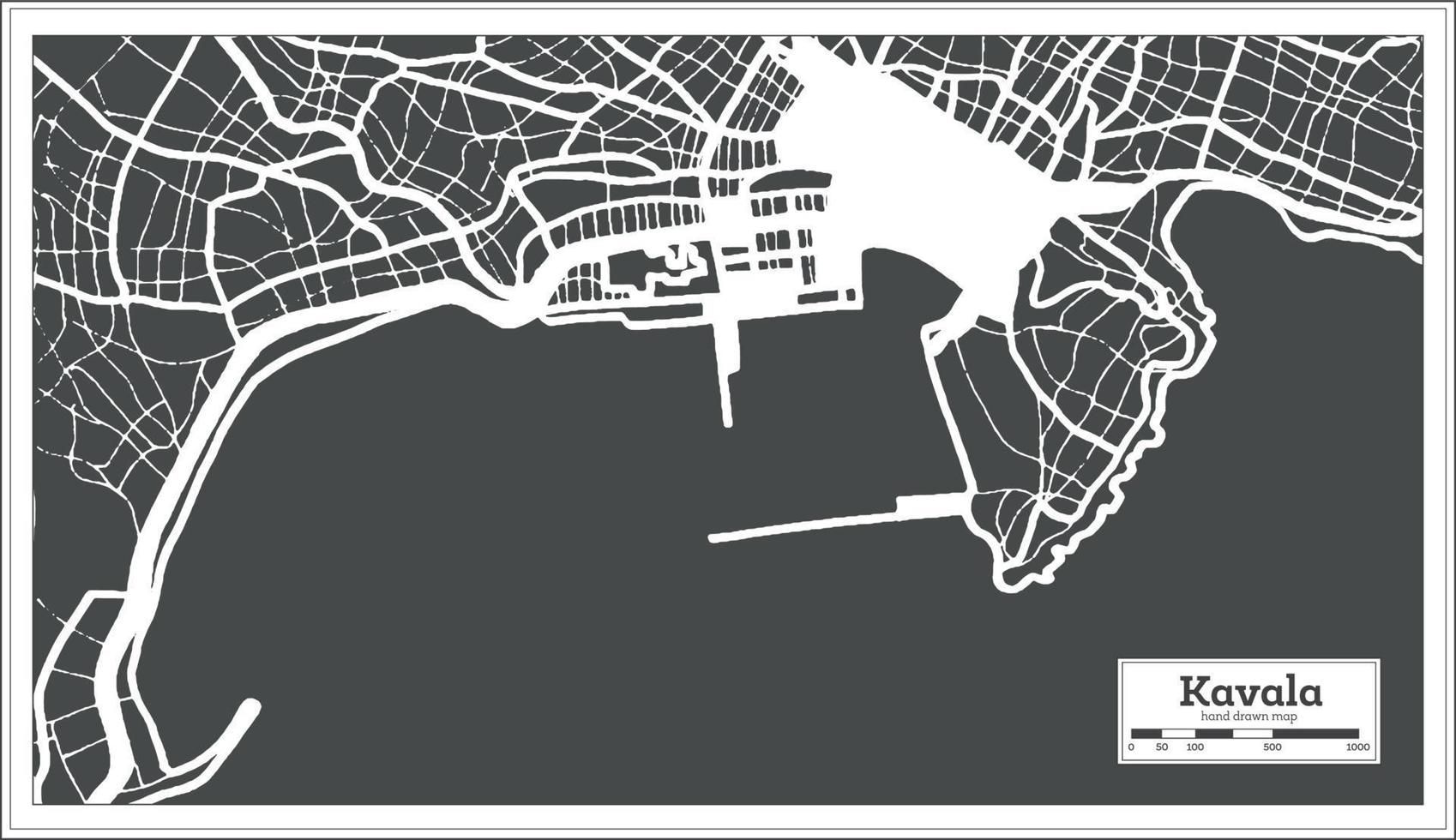 kavala grekland stad Karta i retro stil. översikt Karta. vektor