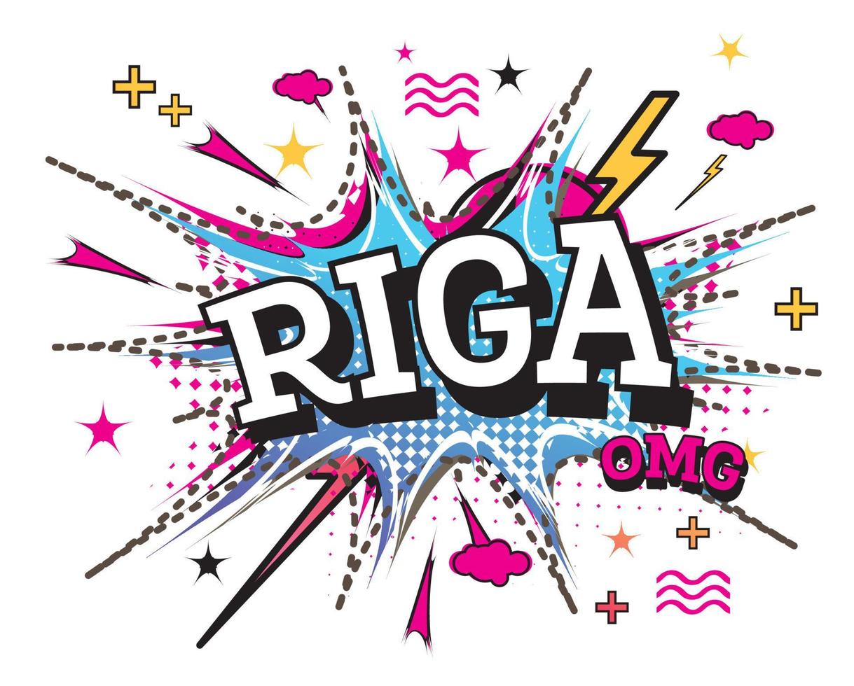 Riga-Comic-Text im Pop-Art-Stil isoliert auf weißem Hintergrund. vektor