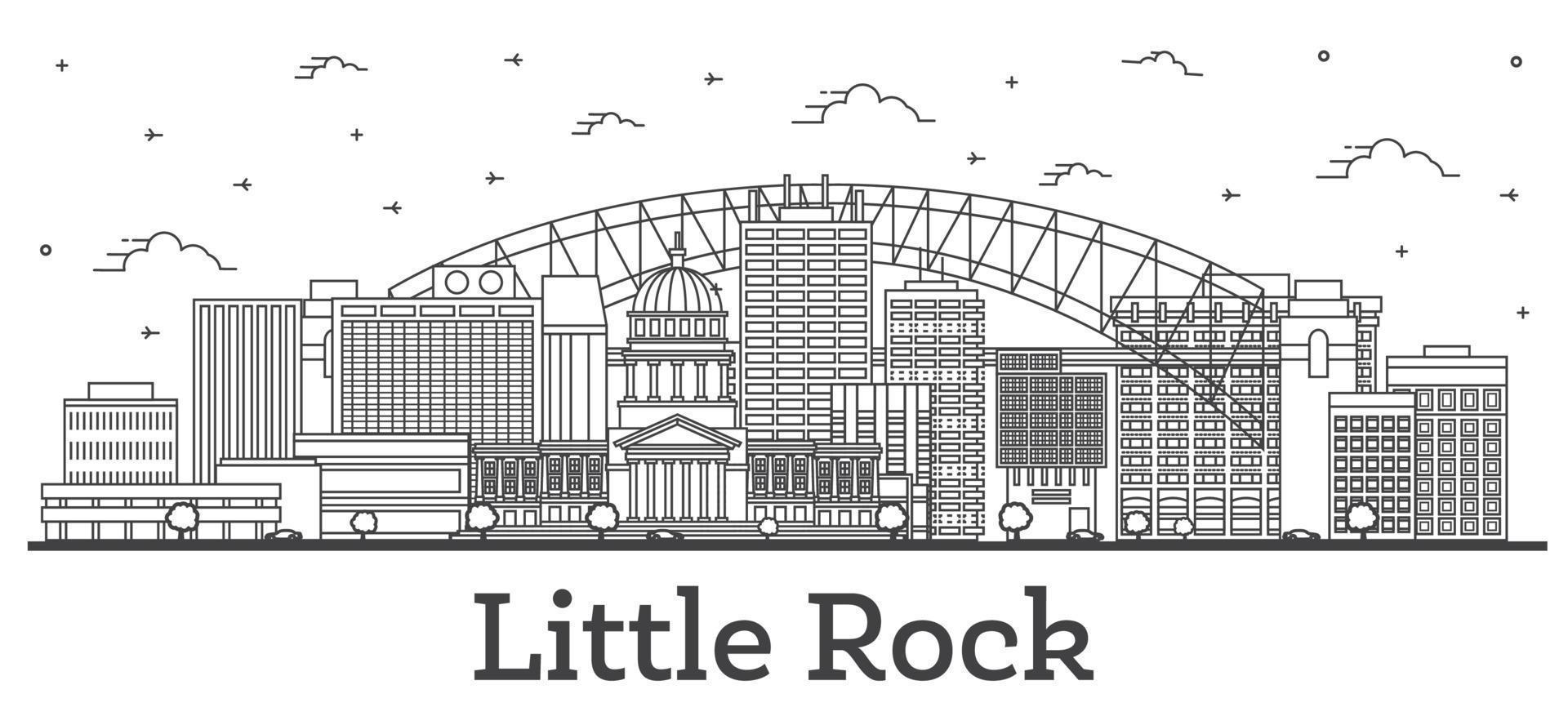 skizzieren sie die skyline von little rock arkansas city mit modernen gebäuden, die auf weiß isoliert sind. vektor