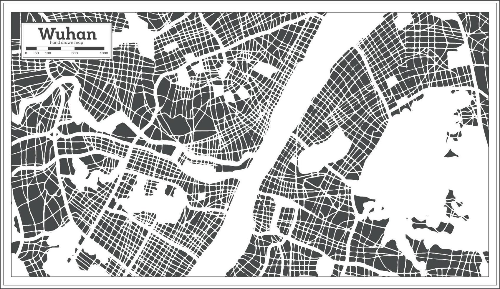 Wuhan China Stadtplan im Retro-Stil. Übersichtskarte. vektor