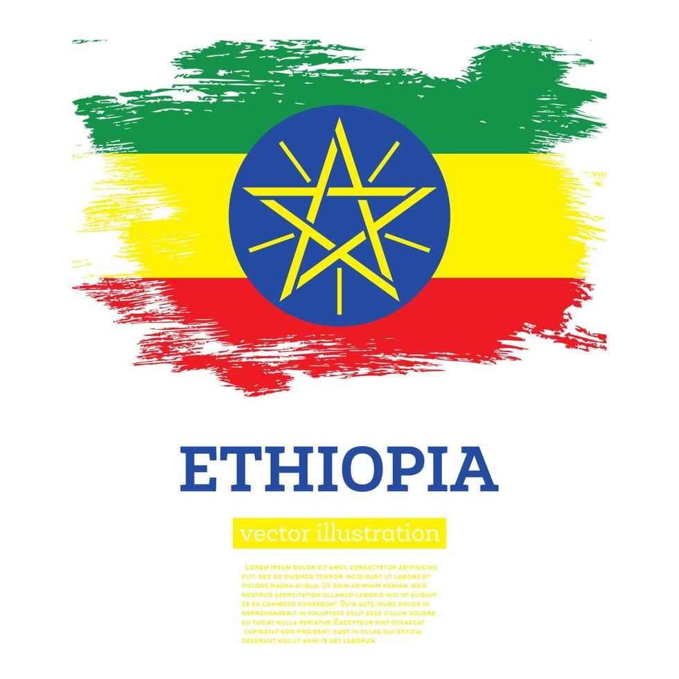 etiopien flagga med borsta slag. oberoende dag. vektor