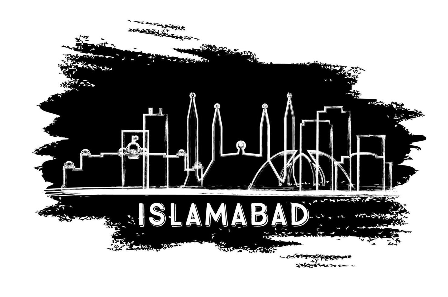 islamabad pakistan stad horisont silhuett. hand dragen skiss. vektor