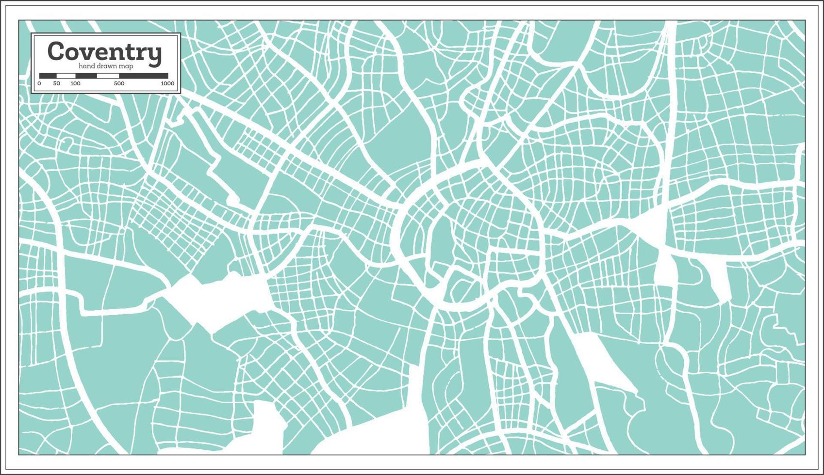 coventry bra storbritannien stad Karta i retro stil. översikt Karta. vektor