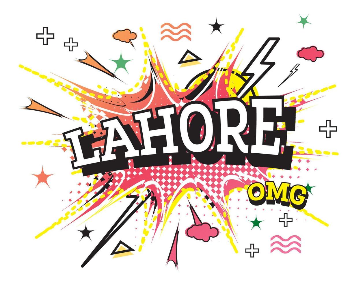 lahore Comic-Text im Pop-Art-Stil isoliert auf weißem Hintergrund. vektor