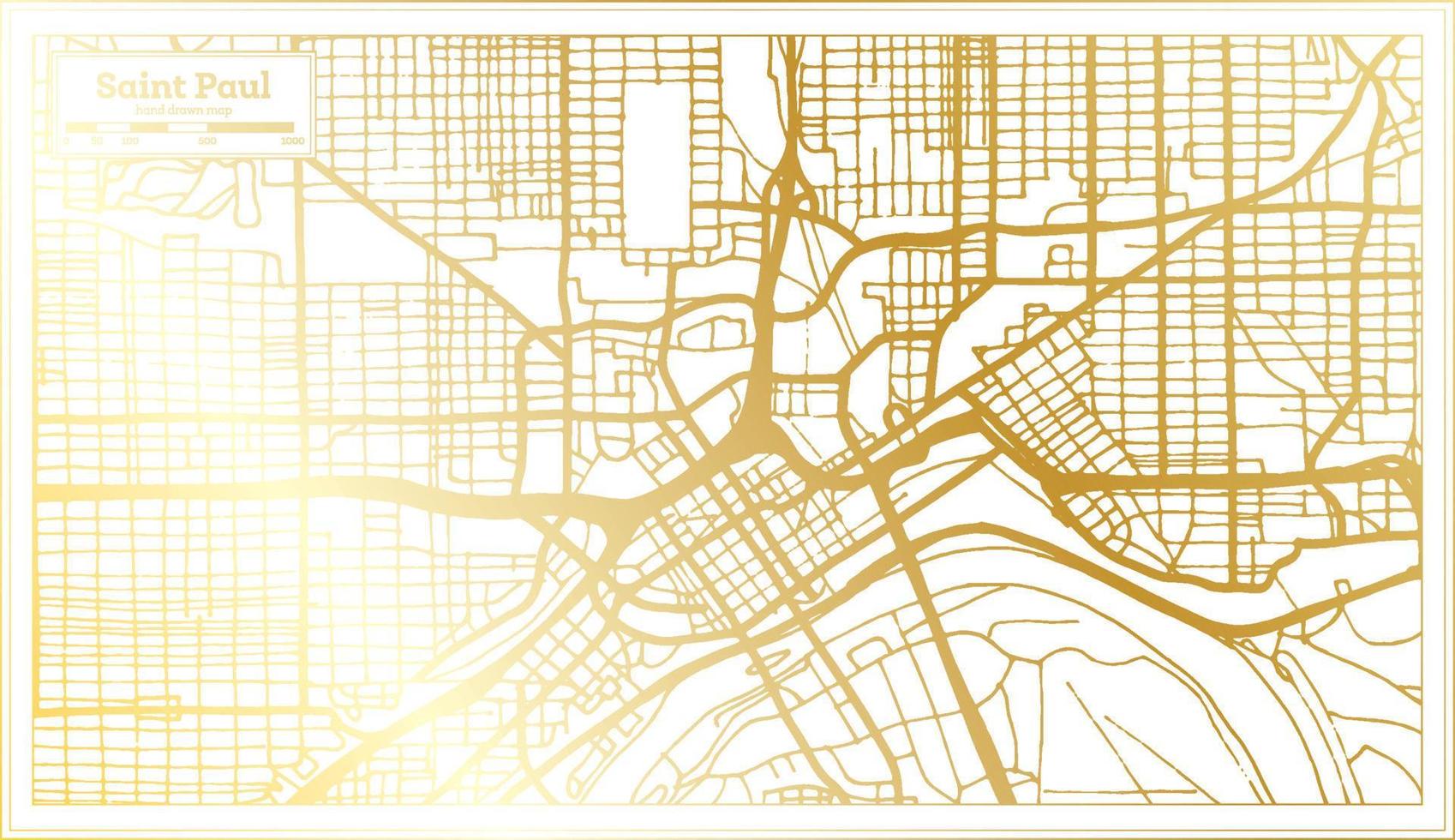 helgon paul USA stad Karta i retro stil i gyllene Färg. översikt Karta. vektor