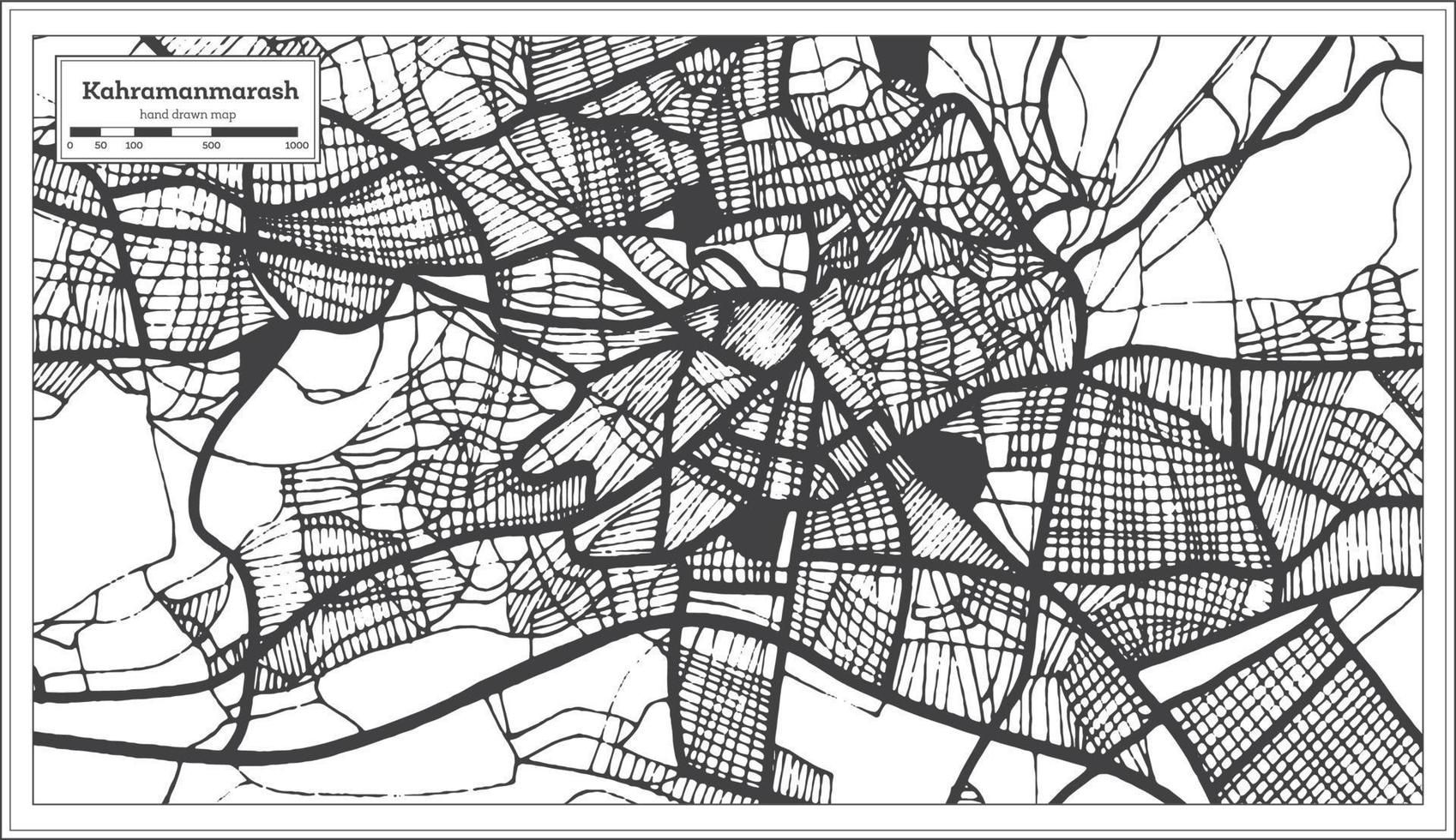 kahramanmarash türkei stadtplan in schwarz-weißer farbe im retro-stil. Übersichtskarte. vektor