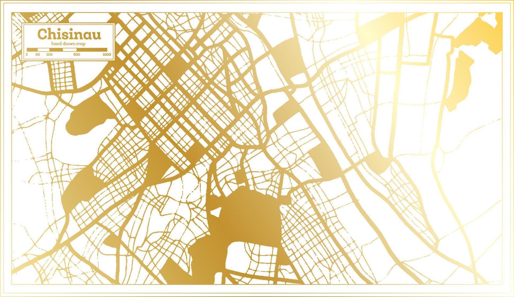 chisinau moldavien stad Karta i retro stil i gyllene Färg. översikt Karta. vektor