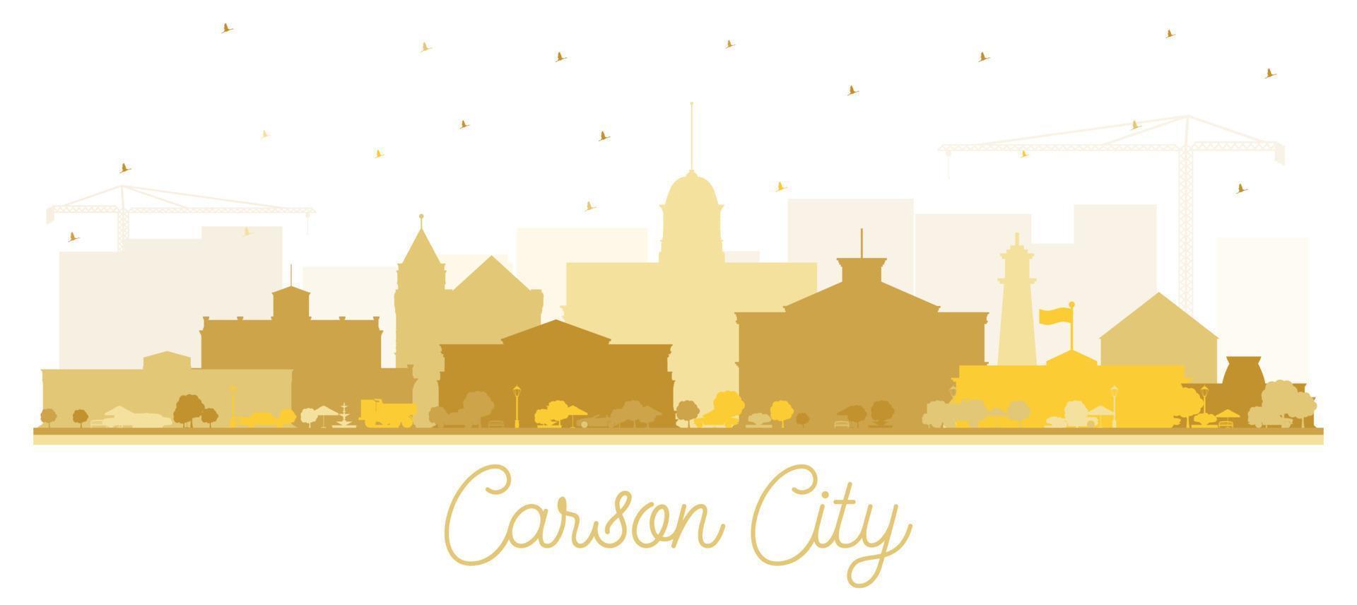 carson city nevada city skyline silhouette mit goldenen gebäuden isoliert auf weiß. vektor