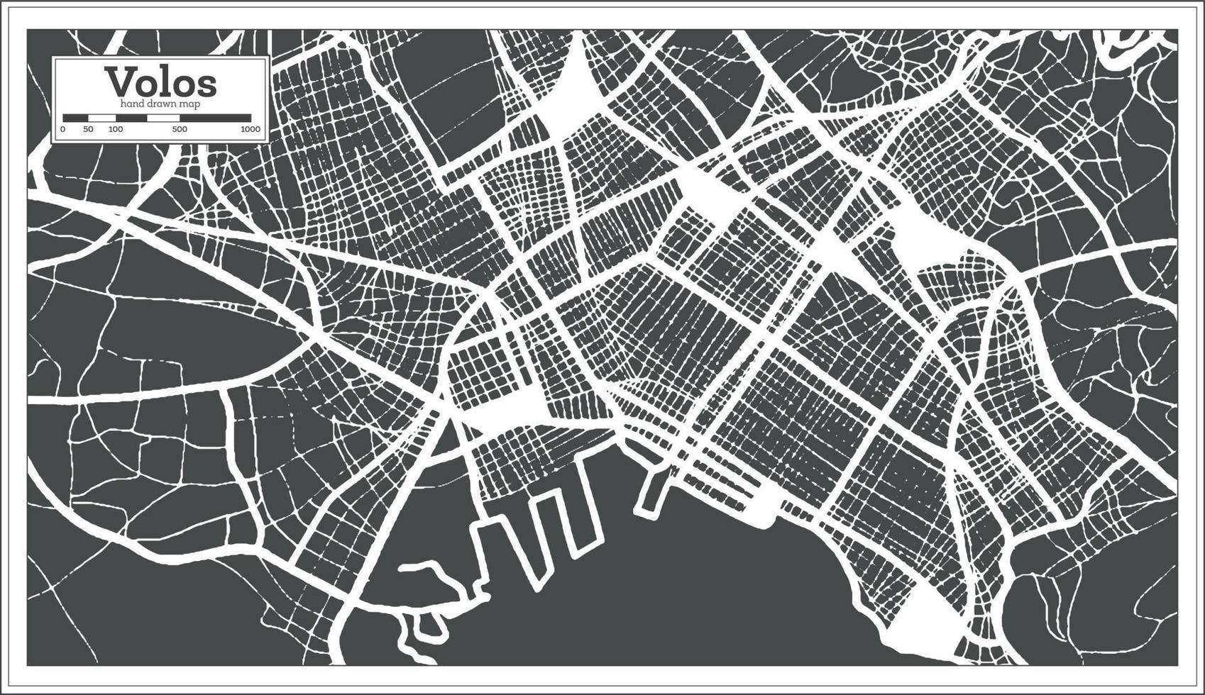 Volos Griechenland Stadtplan im Retro-Stil. Übersichtskarte. vektor